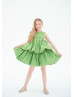 Lovely Green Taffeta Bubble Flower Girl Dress